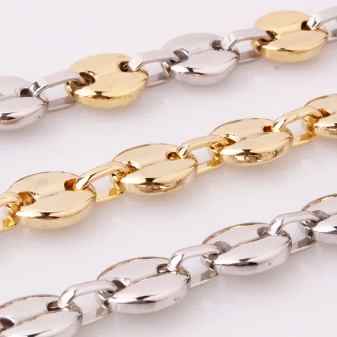 Stainless Steel Coffee Bean Link Necklace For Men Hip Hop Waterproof Choker Chain Fashion Jewelry Gift