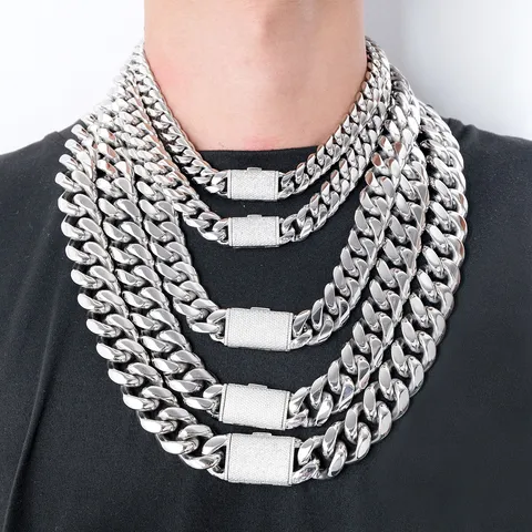 Stainless Steel Cuban Chain Necklace Hip Hop Heavy Link Chain Statement Jewelry Gift For Men And Women