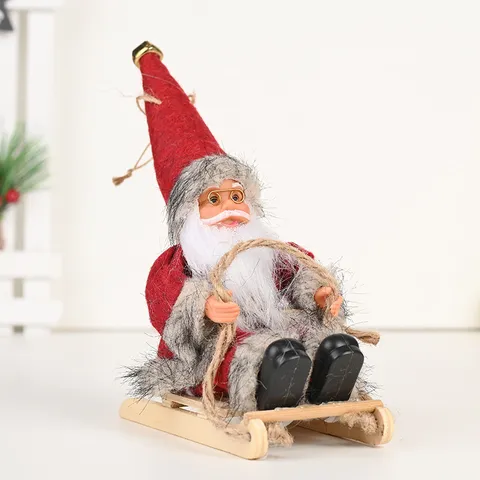 Vintage Weihnachtsmann Schlitten Desktop Dekoration Cartoon Gnom Puppe PVC Stoff Holz Weihnachten Ornament Für Haus Party