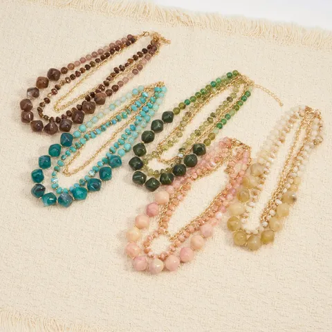 Bohemian Multi-layer Beaded Necklace Vintage Alloy Geometric Collar Chain Beach Party Jewelry Gift For Women
