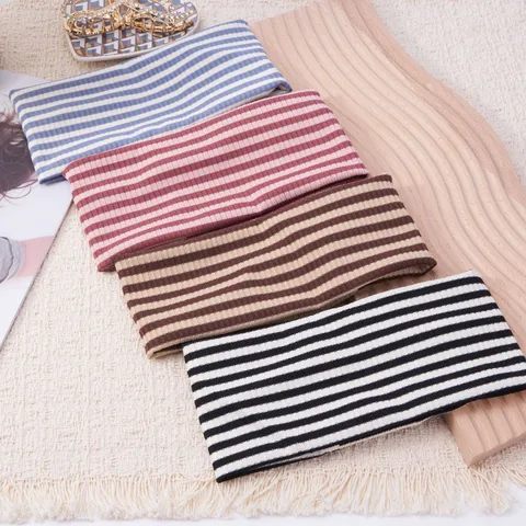 Striped Knitted Headband Elastic Sport Hair Band For Women Yoga Fitness Sweatband Casual Hair Accessories