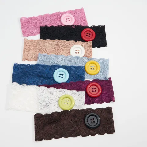 Sweet Ins Style Lace Headband With Large Button Elastic Hair Band Cute Daily Hair Accessories For Women