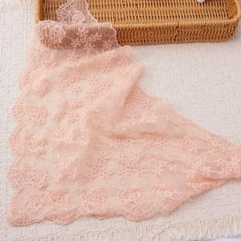 Lace Trim Veil Triangle Scarf Embroidered Hollow Out Neckerchief Shawl Wave Edge Wedding Photography Hair Accessories