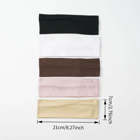 Minimalist Solid Color Elastic Hair Band Sweat Absorbent Sports Headband Soft Knitted Hair Accessory For Women Daily Wear