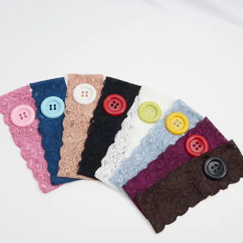 Sweet Ins Style Lace Headband With Large Button Elastic Hair Band Cute Daily Hair Accessories For Women