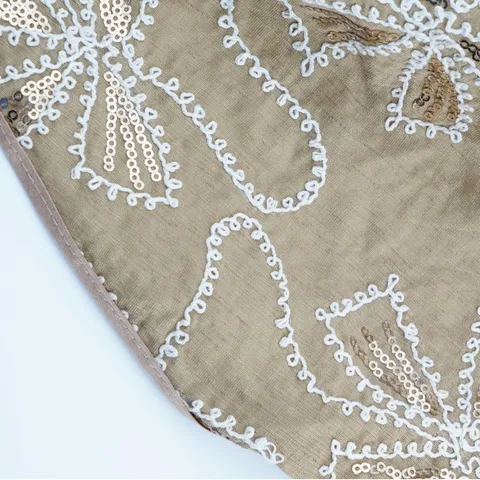 Vintage Embroidered Sequin Lace Triangle Headscarf Champagne Floral Court Style Head Wrap Hair Accessories