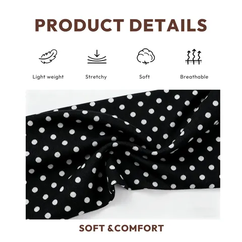 Women Polka Dot Wide Headband Stretch Knit Hair Band Vintage Casual Daily Hair Accessories
