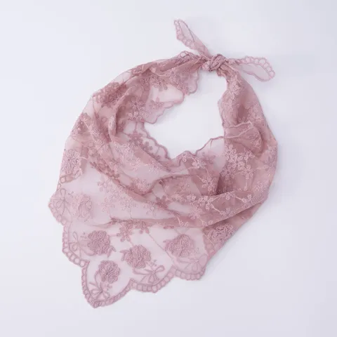 Lace Trim Veil Triangle Scarf Embroidered Hollow Out Neckerchief Shawl Wave Edge Wedding Photography Hair Accessories