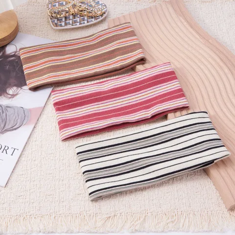 Women's Knitted Striped Elastic Headband Fashion Sports Yoga Fitness Hair Band Sweatband Hair Accessories