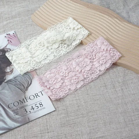 Elegant Women Lace Headband Hollow Out Floral Hair Band Vintage Elastic Hair Accessories Daily Styling