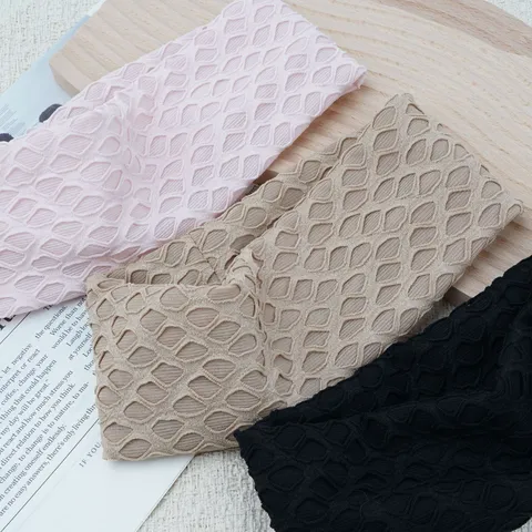 Women Retro Fashion Mesh Lace Wide Brim Headband Elastic Knitted Hair Band Autumn Winter Casual Hair Accessories