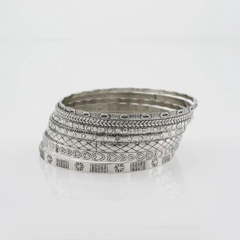 Multilayer Stackable Silver Metal Bracelet Set With Star Heart Rhinestone Design Women Fashion Jewelry Bangles