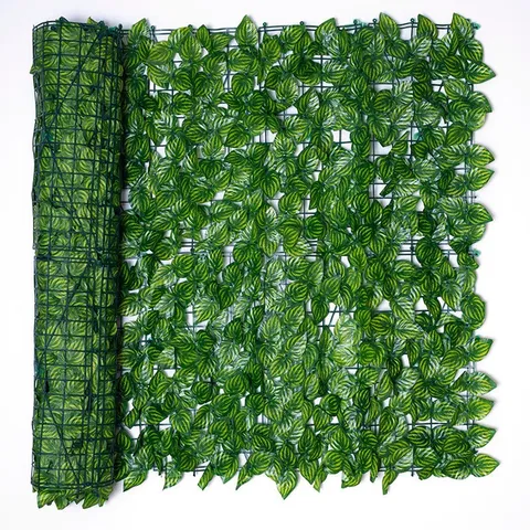 Artificial Greenery Fence Watermelon Leaf Outdoor Garden Privacy Screen Plant Decoration Roll Fake Foliage Hedge