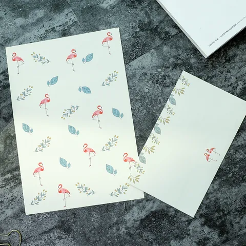 Juego Minimalista Fresco Creativo de Papel de Cartas y Sobres Papel Papelería Diseño Floral Animal para Notas Diarias