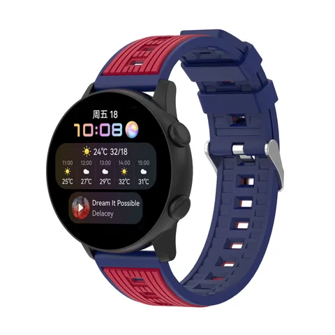 Universal Silicone Watch Band Dual Color Breathable Replacement Strap For Smart Watch Pin Buckle Sport Wristband
