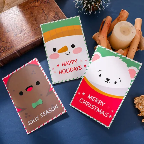 Tarjetas de Felicitación de Navidad Tarjetas de Vacaciones Con Sobres Lindo Diseño de Ilustración de Dibujos Animados Tarjetas de Felicitación Para Regalo de Festival
