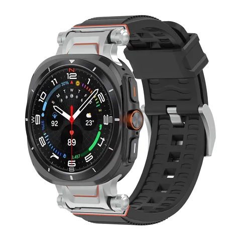 Silicone Watch Band With Mecha Metal Connector Replacement Strap For Smartwatch Fashion Casual Wristband Sports Watch Accessories