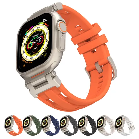 Dual Hole Silicone Sport Strap For Smart Watch Ultra Replacement Wristband Waterproof Breathable Watch Accessories