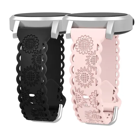 Smartwatch Silicone Replacement Band Hollow Carved Sunflower Pattern Flat Interface Watch Strap For Women Men