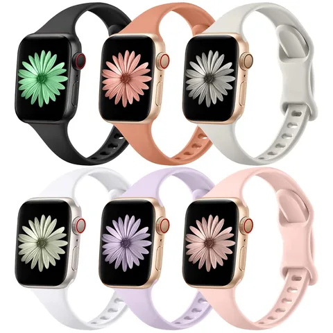 Minimalist Silicone Smartwatch Band Replacement Strap Slim Waist Soft Wristband Compatible With Apple Watch