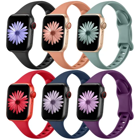 Minimalist Silicone Smartwatch Band Replacement Strap Slim Waist Soft Wristband Compatible With Apple Watch