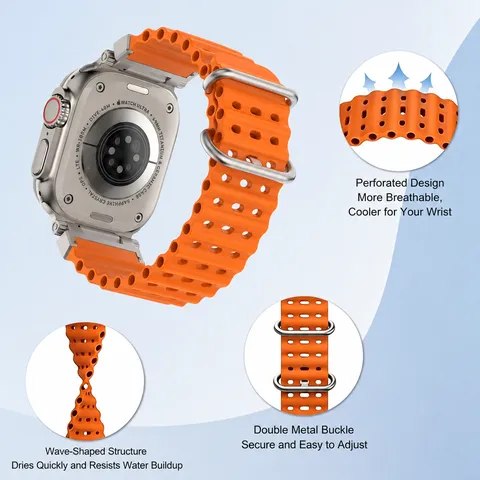 Replacement Silicone Watch Band For Smart Watch Ultra Series Compatible Ocean Mecha Breathable Sports Strap Wristband