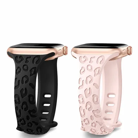 Silicone Smartwatch Band Slim Leopard Debossed Pattern Butterfly Buckle Fashion Replacement Strap For Smart Watch