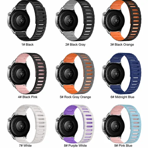 Dual Color Magnetic Hollow Silicone Watch Strap Replacement Band For Smartwatch Breathable Sport Wristband