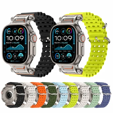 Replacement Silicone Watch Band For Smart Watch Ultra Series Compatible Ocean Mecha Breathable Sports Strap Wristband
