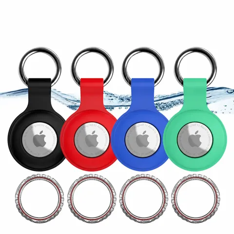 Silicone Waterproof Protective Case For AirTag With Metal Keychain Ring Anti Lost Tracker Holder Cover
