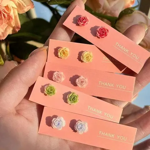 Farbverlauf Kamelie Ohrstecker Süß Frisch Blumen Harz Ohrschmuck Elegant Vielseitig Kleine Ohrstecker Für Damen