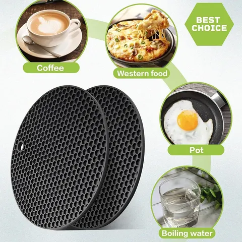 Round Silicone Insulation Pad Kitchen Placemat High Temperature Non-Slip Heat Resistant Mat Coaster Hot Pot Holder