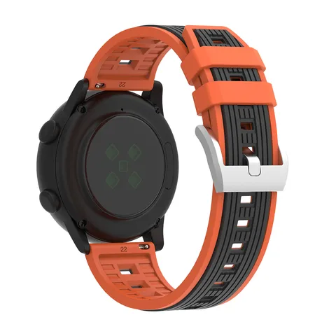 Silicone Replacement Watch Band Dual-Color Vertical Stripe Soft Waterproof Wristband Compatible With Smart Watch