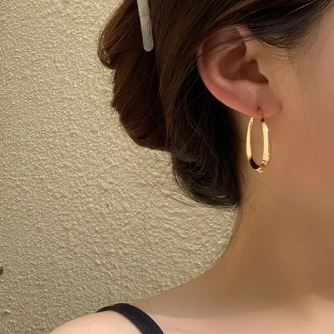 Mode S925 Silber Ohrstecker Stift Metall C-Förmige Gebogene Creolen Damen Minimalistusche Geometrische Gold Tropföl Ohr Schmuck