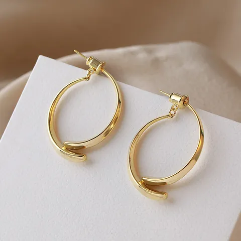 Mode S925 Silber Ohrstecker Stift Metall C-Förmige Gebogene Creolen Damen Minimalistusche Geometrische Gold Tropföl Ohr Schmuck