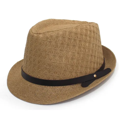 Chapeau Fedora Femme Homme Paille en Papier Tressé Protection Solaire Plage Vintage Casual Jazz Chapeau d'Été