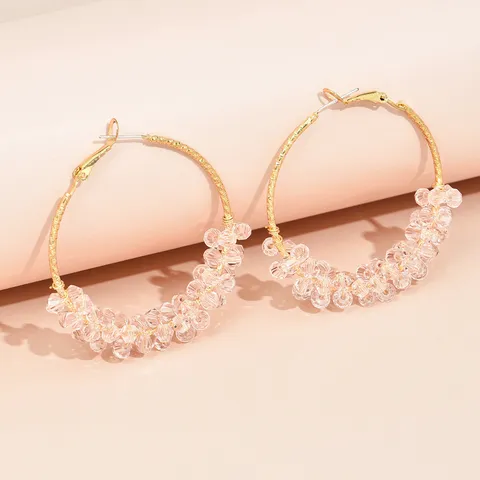 Exaggerated Crystal Hoop Earrings Light Luxury Flower Cluster Alloy Ear Jewels With 925 Sterling Silver Post For Women