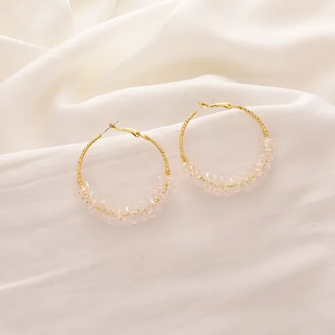 Exaggerated Crystal Hoop Earrings Light Luxury Flower Cluster Alloy Ear Jewels With 925 Sterling Silver Post For Women