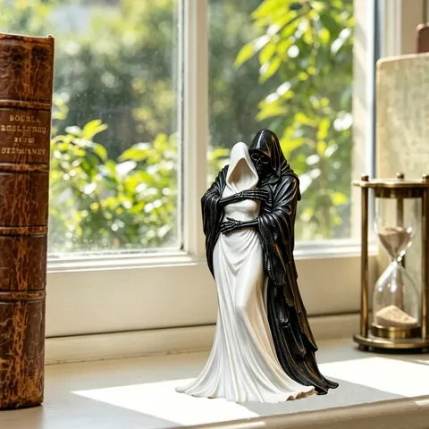 Gothic Dark Grim Reaper And Queen Embrace Statue Resin Figurine Spooky Home Decor Halloween Ornament Tabletop Sculpture