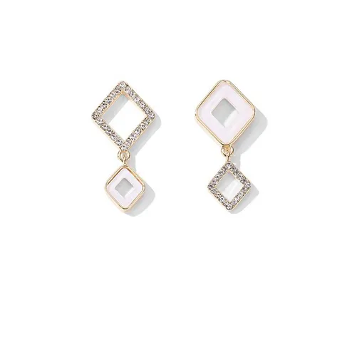 Boucles d'Oreilles Clous Diamant Géométriques Asymétriques Avec Tige en Argent Sterling 925 Plaqué Or Strass Bijoux Cadeau