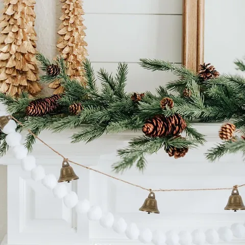 Christmas Hanging Bell Pendant Retro Iron Jingle Bells With Hemp Rope Festive Home Wall Door Decor Garland Craft