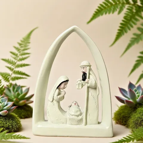 Resin Holy Family Nativity Figurine Christmas Tabletop Decor Catholic Religious Sculpture Home Office Room Ornament
