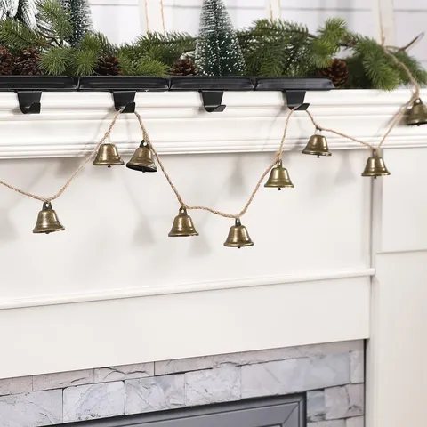 Christmas Hanging Bell Pendant Retro Iron Jingle Bells With Hemp Rope Festive Home Wall Door Decor Garland Craft