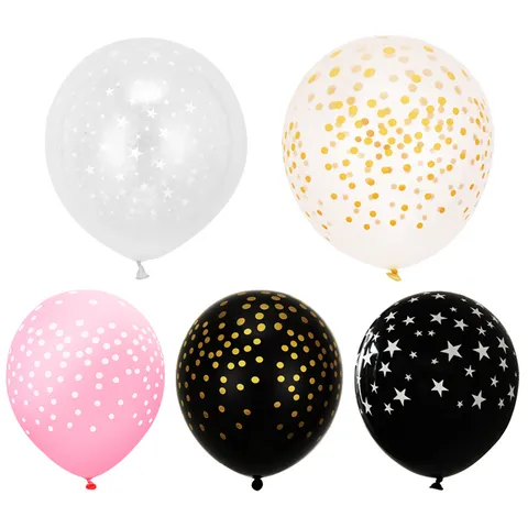 Palloncini in Lattice Pentagramma Trasparente Pois Decorazione per Festa di Laurea Capodanno Palloncini Decorativi Neri e Dorati