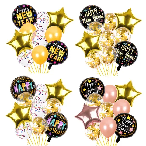 Set di Palloncini per Capodanno 2025 Foglio di Alluminio Stella Palloncini di Coriandoli Decorazione per Festa