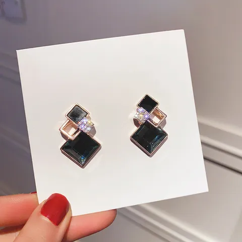 Geometrischer Diamant Legierung Ohrstecker Mit Strass Kristall Und 925 Sterlingsilber Stift Modeschmuck Für Damen