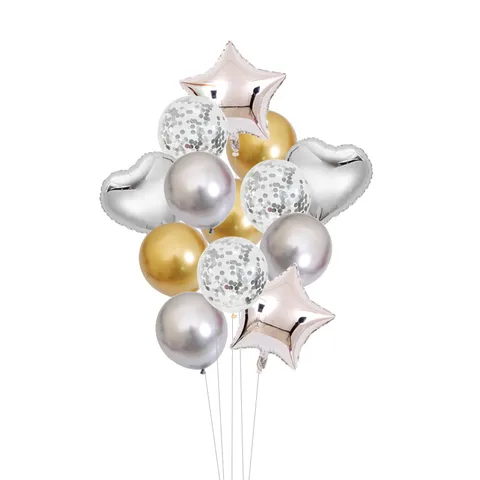 Set di Palloncini con Coriandoli in Folie di Alluminio Per Decorazione Stanza Matrimonio Festa di Compleanno Decorazione Atmosfera Festiva