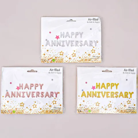 Palloncini con Lettere Buon Anniversario in Foglio di Alluminio Decorazione per Festa di Matrimonio