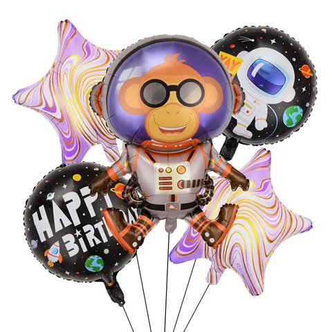 Set di Palloncini in Pellicola di Alluminio Tema Spazio Astronauta Decorazione Festa di Compleanno Bambini