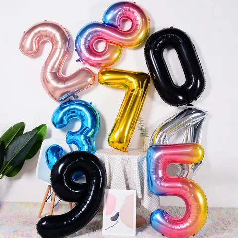 40 Inch Gold Number Foil Balloons Large Aluminum Film Mylar Balloon 0-9 For Birthday Wedding Anniversary Party Decoration
